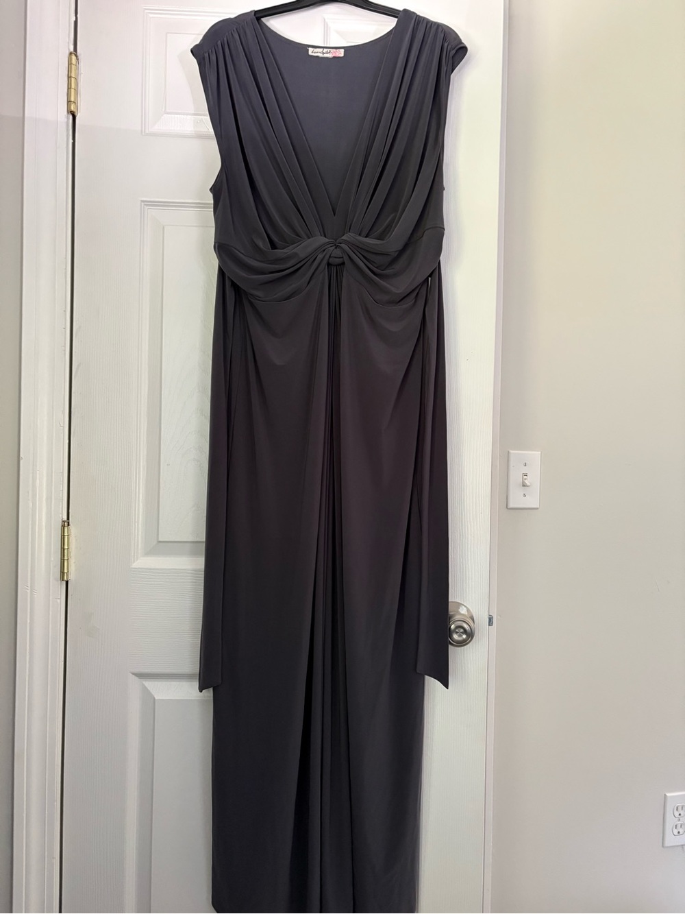 Love Squared Draped Knot Maxi Dress in Charcoal